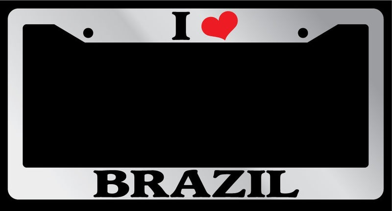 Chrome License Plate Frame I Heart Brazil Auto Accessory 1144  Mod-GRAPH9856236-4378