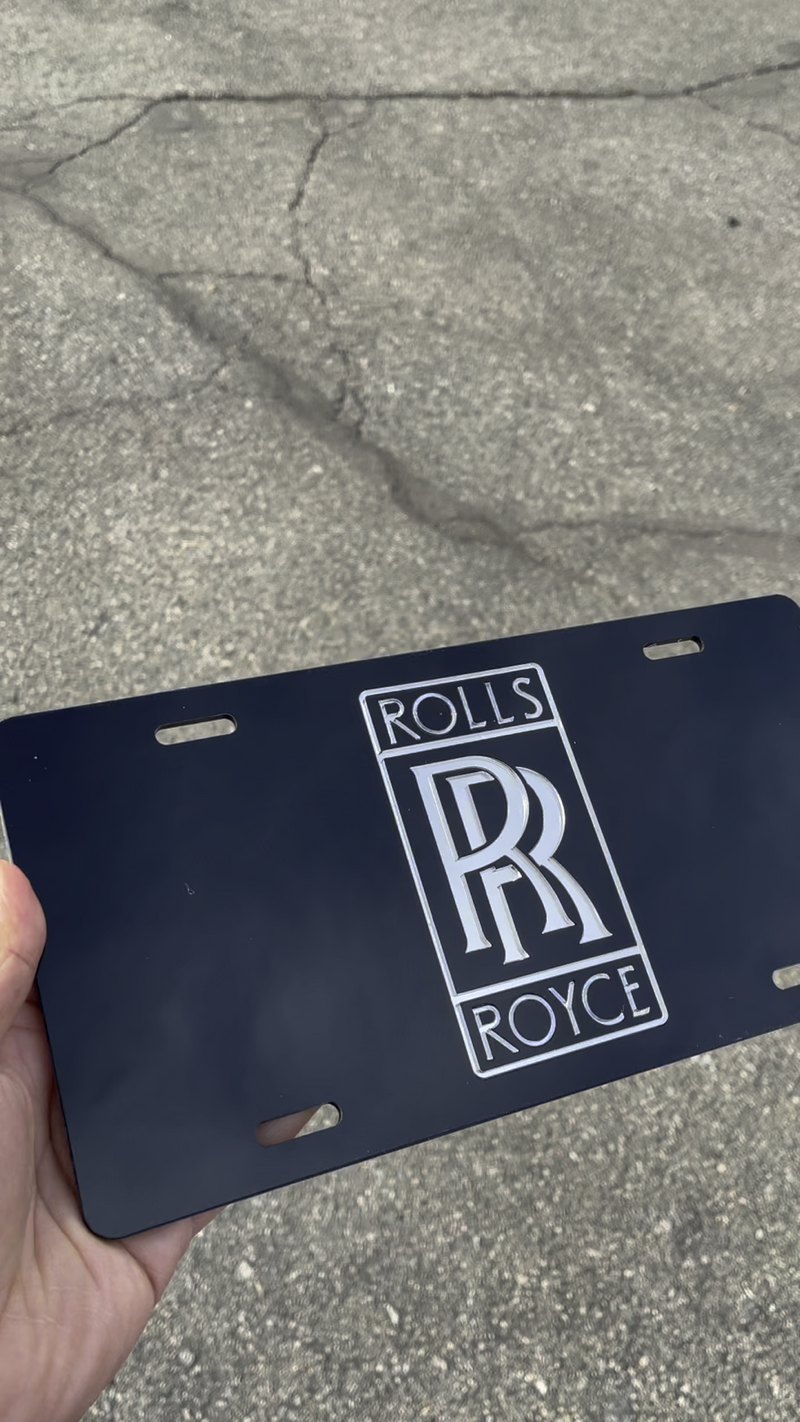 Rolls-Royce Emblem Acrylic Black Mirror License Plate Auto Tag