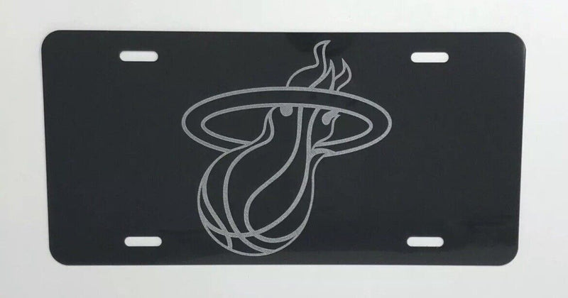 MIAMI HEAT LOGO 2 Car Tag Diamond Etched on Aluminum License Plate