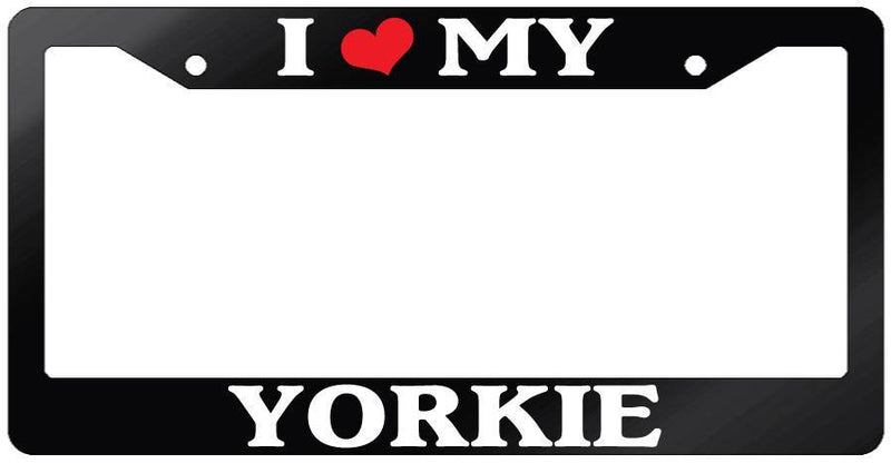 Glossy Black License Plate Frame I HEART MY YORKIE Auto Accessory 611  Mod-GRAPH9856236-7536