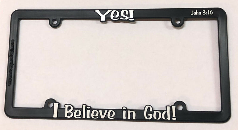 Black Thin Top 3D License Plate Frame Yes I Believe In God Auto Accessory  Mod-GRAPH9856236-29