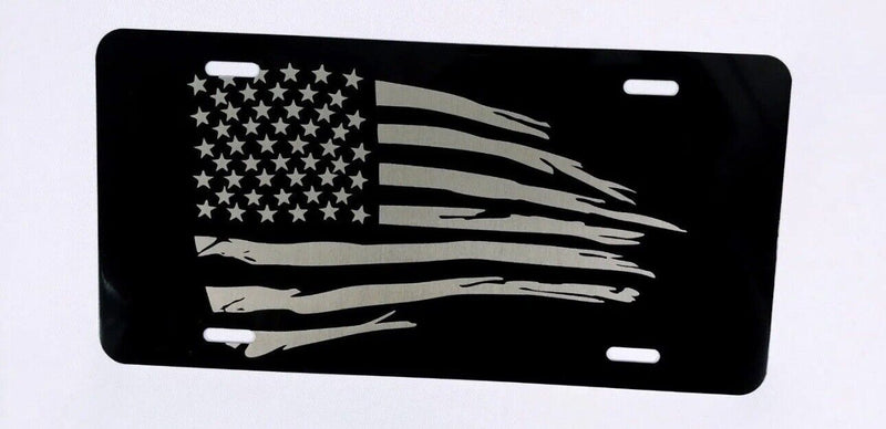 American Flag usa aluminum license plate laser etched car front tag Man cave