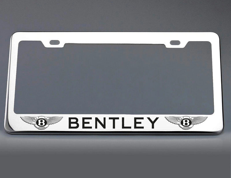 Black License Plate Frame Stainless Steel with Laser Engraved fit Bentley