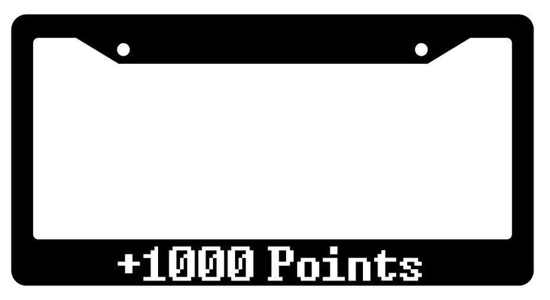 "+1000 Points" Black Plastic License Plate Frame Auto Accessory  Mod-GRAPH9856236-99