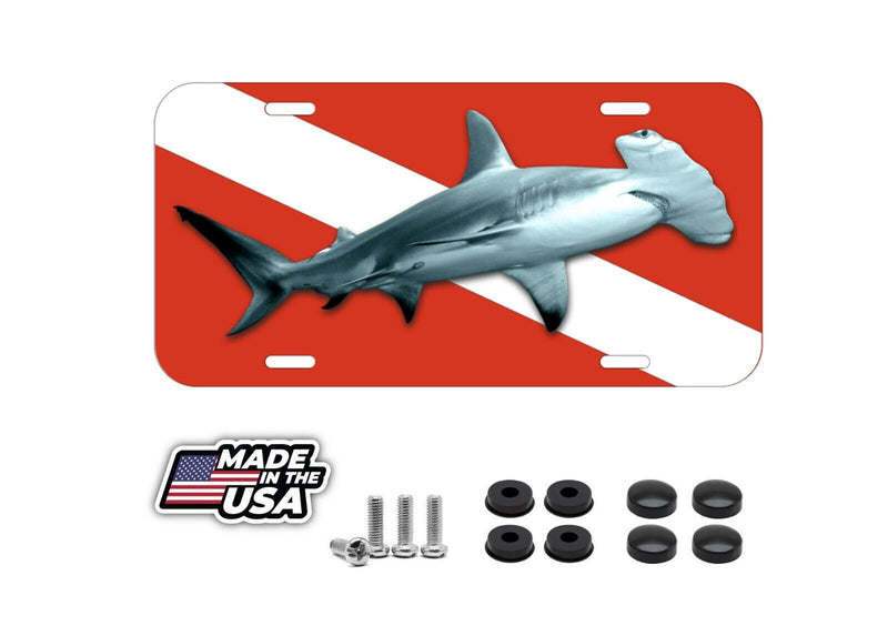 Scuba Diver Shark Vehicle License Plate Front Auto Tag Plate Ocean Diving NEW!