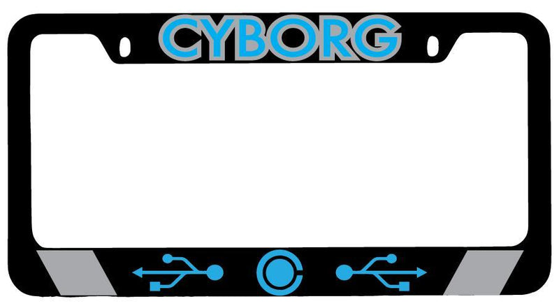 Cyborg LIGHT BLUE Black METAL License Plate Frame DC  Mod-GRAPH9856236-7906