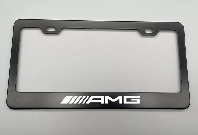 Laser Engraved Mercedes Benz AMG Stainless Steel Black License Plate Frame, Rear, Road Legal, Car