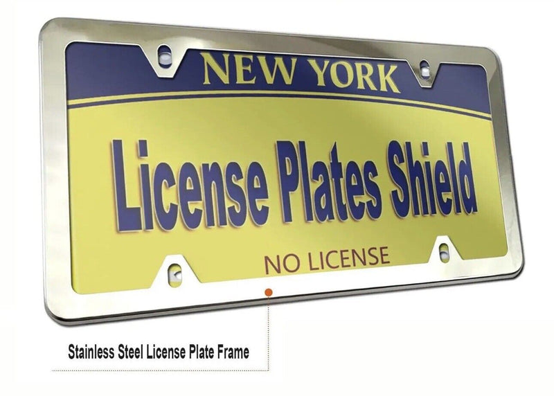 2Pcs Chrome Stainless Steel Metal License Plate Frame Cover With Screw Caps v5