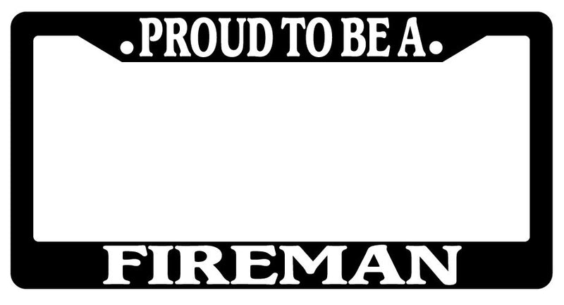 Black License Plate Frame Proud To Be A Fireman Auto Accessory Novelty  Mod-GRAPH9856236-2524