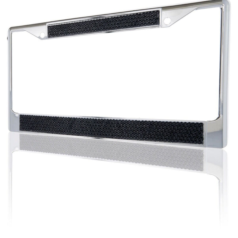 Premium Chrome Black Bling Crystal Diamond License Plate Frame for Car-Truck