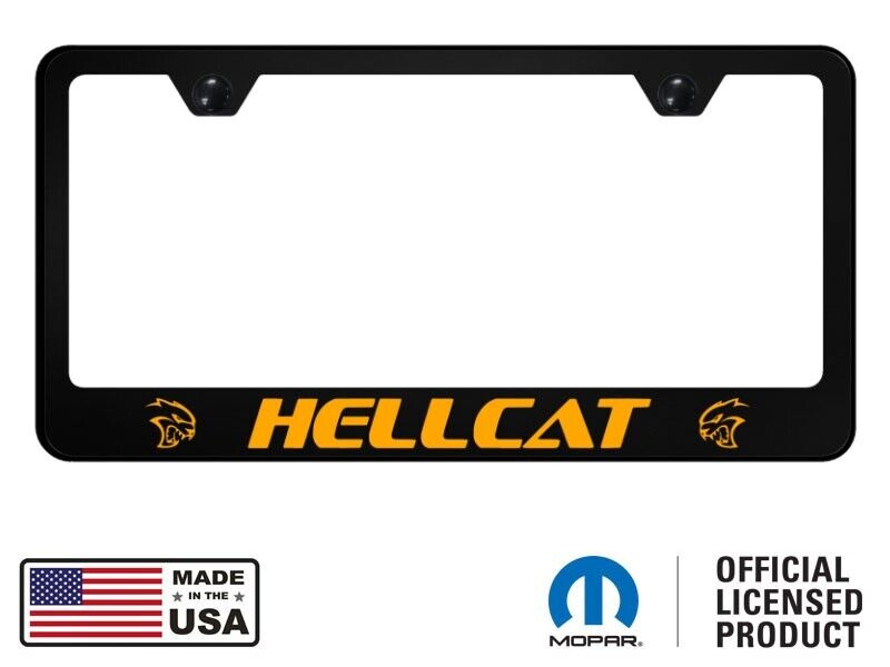 Mopar Hellcat Orange Logo Polycarbonate License Plate Frame Official Licensed v2