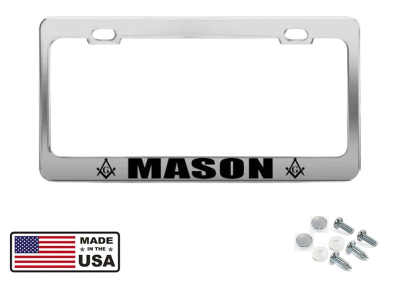 Metal License Plate Frame Masonic Mason Moson Logo Car Accessories Chrome