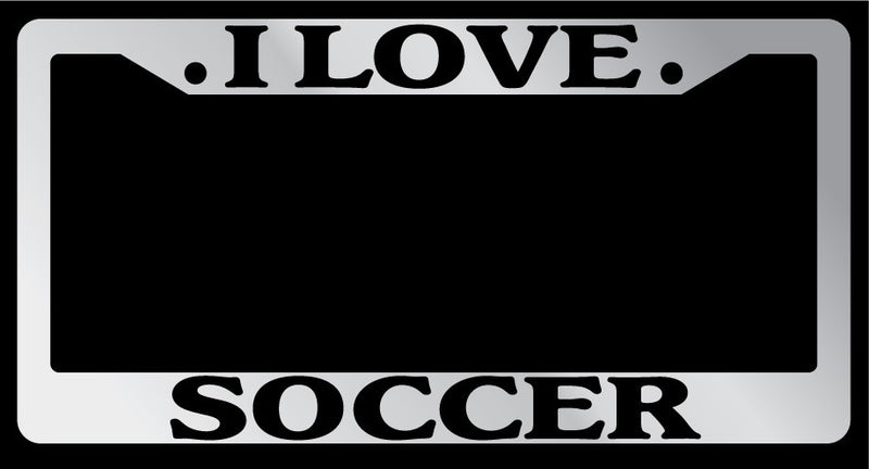 Chrome License Plate Frame "I Love Soccer" Auto Accessory Novelty  Mod-GRAPH9856236-1303