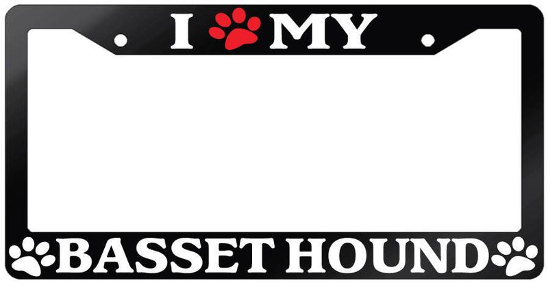 Glossy Black License Plate Frame I (PAW) MY BASSET HOUND Auto Accessory 268  Mod-GRAPH9856236-7072