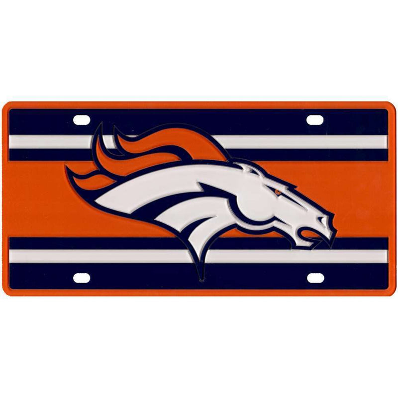 NFL Denver Broncos Full Color Super Stripe Inlay License Plate