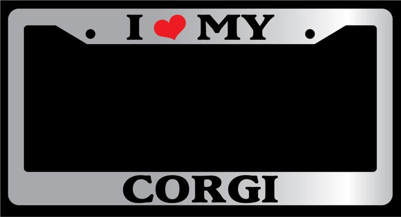Chrome License Plate Frame I Heart My Corgi Auto Accessory Novelty 359  Mod-GRAPH9856236-5601