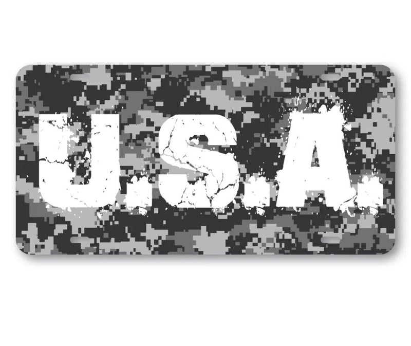 USA grey digital camo Vanity License Plate Tag