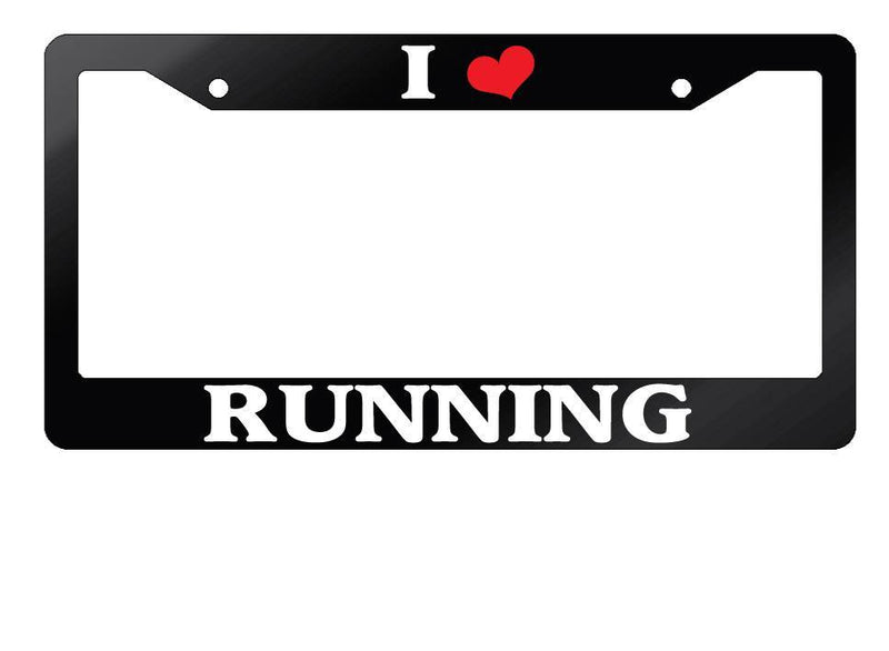 Glossy Black License Plate Frame I HEART RUNNING Auto Accessory  Mod-GRAPH9856236-7558