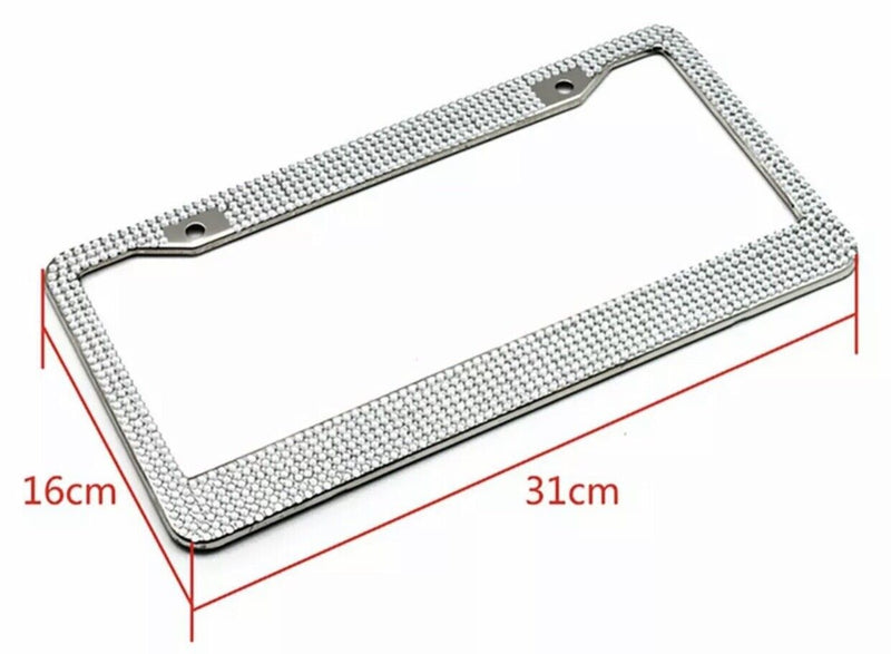 NEW 2 Pack Handcrafted Crystal Premium Stainless Steel Bling License Plate Frame