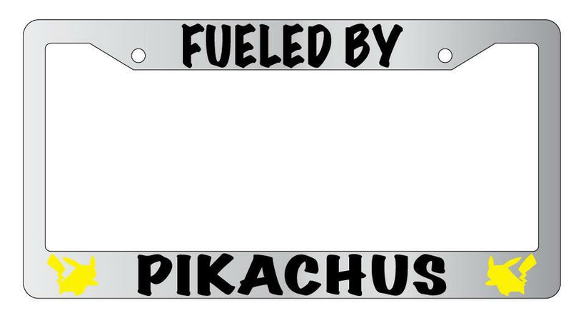 Fueled By For Pikachus Chrome METAL License Plate Frame For Pokemon  Mod-GRAPH9856236-9814
