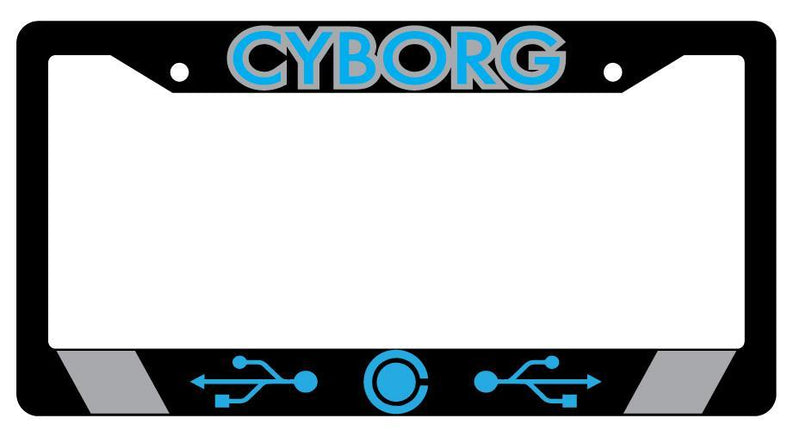 Cyborg LIGHT BLUE Black Plastic License Plate Frame Accessory DC  Mod-GRAPH9856236-724