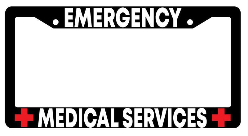 Emergency Medical Services Black Plastic License Plate Frame  Mod-GRAPH9856236-216
