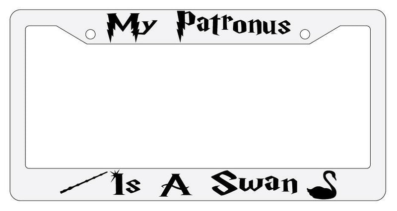 My Patronus is A Swan White Plastic License Plate Frame Auto Accessory  Mod-GRAPH9856236-3530