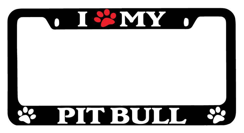 Black METAL License Plate Frame I Heart My (Paw) Pit Bull Auto Accessory 504  Mod-GRAPH9856236-9085