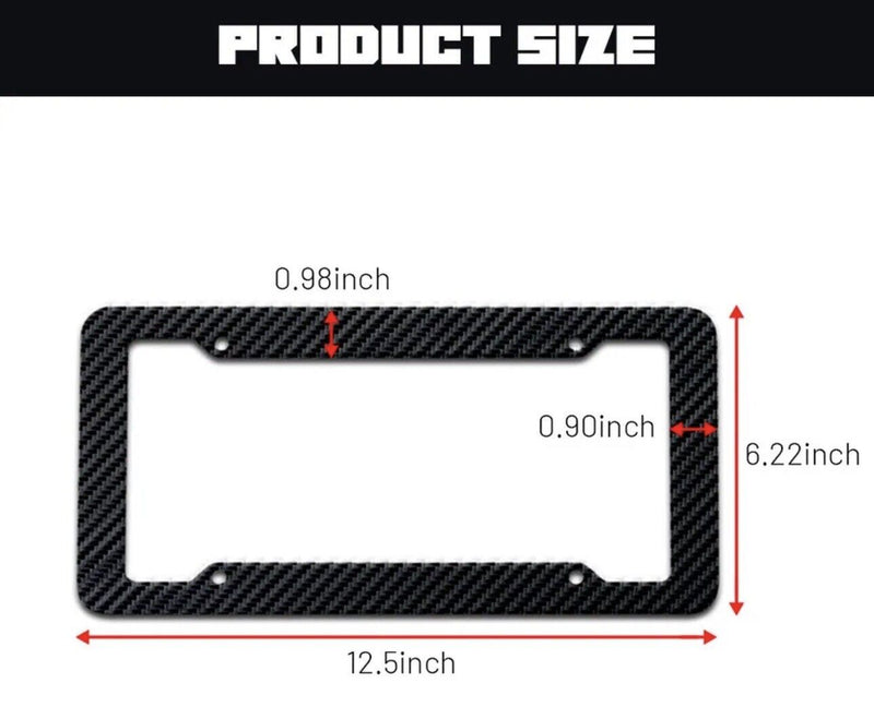 License Plate Frame Carbon Fiber Black Cover Front & Rear Universal 2Pcs