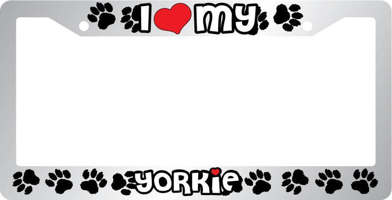 Chrome License Plate Frame I Heart my Yorkie Auto Accessory Peticular  Mod-GRAPH9856236-6633