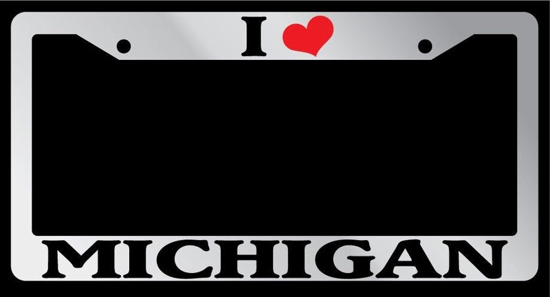 Chrome License Plate Frame I Heart Michigan Auto Accessory 995  Mod-GRAPH9856236-6179