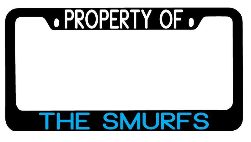 Black METAL License Plate Frame Property Of The For Smurfs Auto  Mod-GRAPH9856236-9676