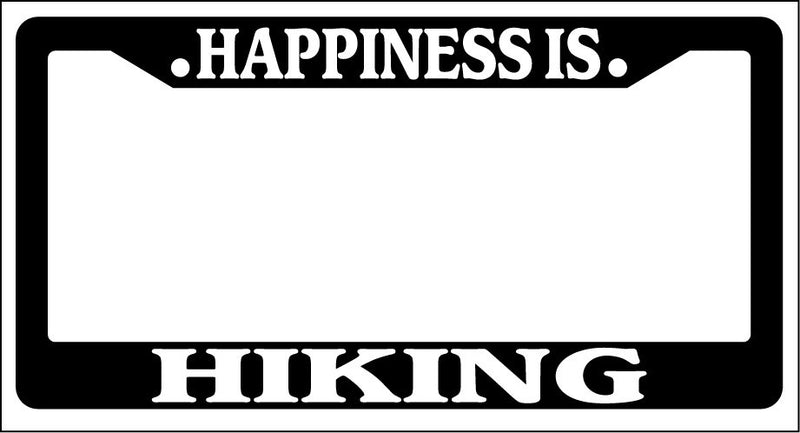 Black License Plate Frame Happiness Is... Hiking Auto Accessory Novelty  Mod-GRAPH9856236-818