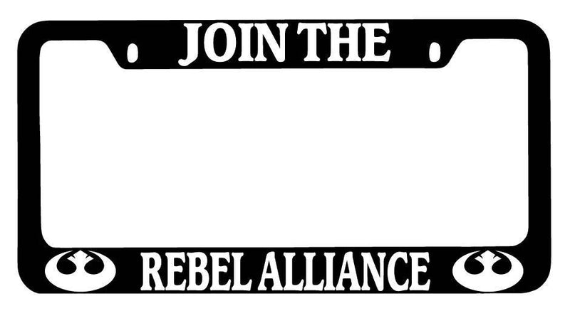 Black METAL License Plate Frame Join The For Rebel Alliance (WHITE) Accessory 78  Mod-GRAPH9856236-9912
