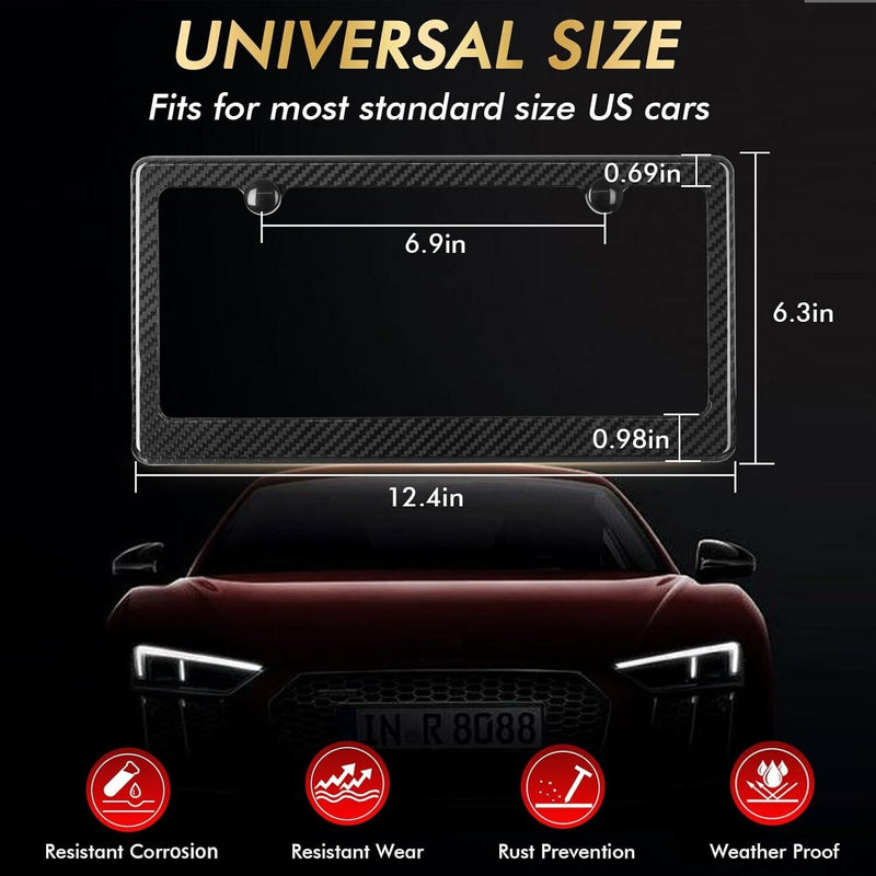 Real/Genuine 100% 3K Woven Carbon Fiber License Plate Frame v2