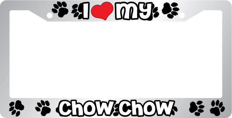 Chrome License Plate Frame I Heart My Chow Chow Auto Accessory Peticular  Mod-GRAPH9856236-6607