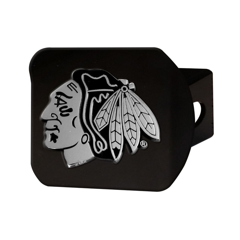 NHL Chicago Blackhawks 3D Chrome on Black Metal Hitch Cover