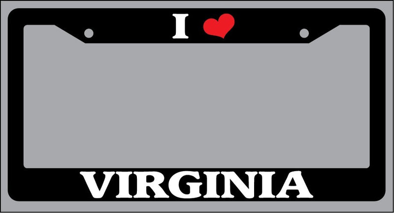 Black License Plate Frame "I Heart Virginia" Auto Accessory Novelty  Mod-GRAPH9856236-868