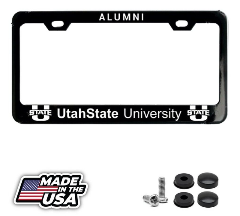 Utah State University Alumni Black License Plate Frame - Powder Coated Metal