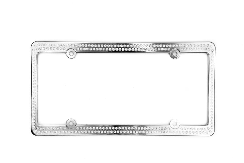 Swarovski Clear 2Pcs Crystal Bling license plate frame Inlay With Screw Caps