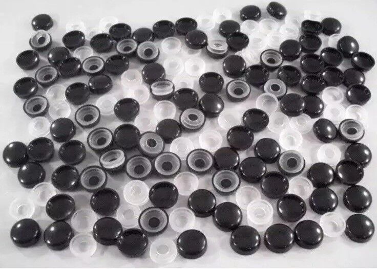Black "Smooth" License Plate Frame camouflage Screw Caps Bolt Covers -100pcs