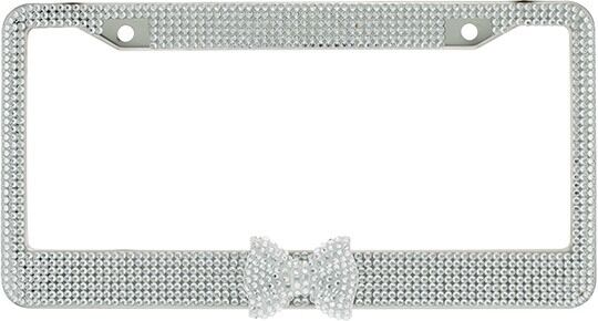 Clear 7 Rows Bling Diamond Crystal License Plate Frame With Clear Bow Tie