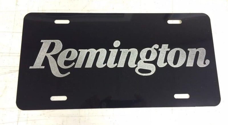 Remington Car Tag Diamond Etched on Aluminum License Plate