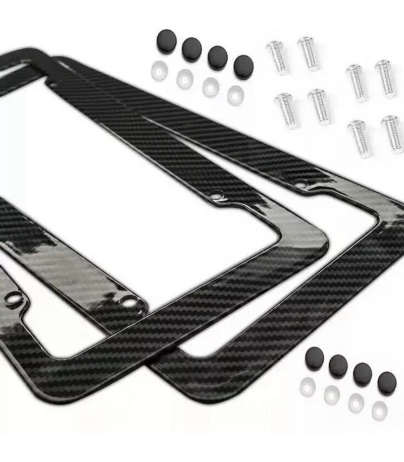 2x Universal Carbon Fiber Style License Plate Frames Bracket for Front & Rear US