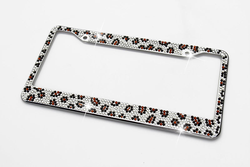 Bling Leopard Diamond License Plate Frame