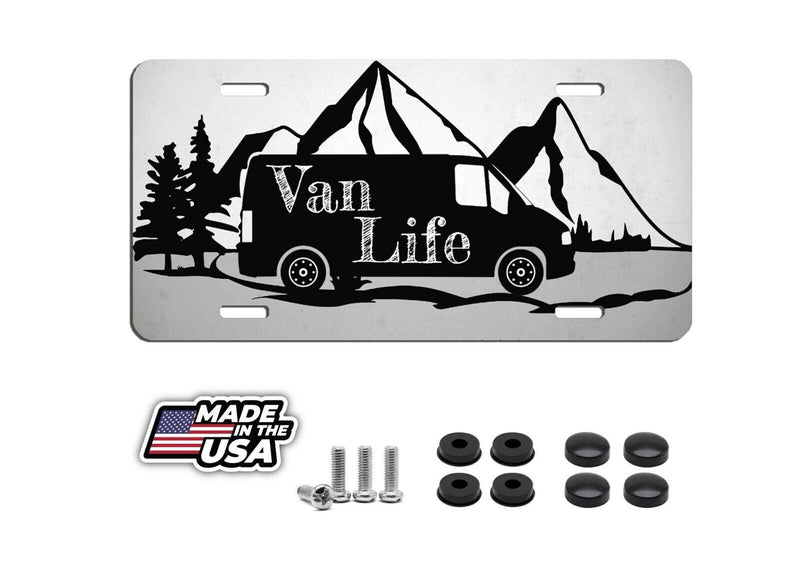 Van life auto vehicle aluminum license plate car truck SUV grey tag