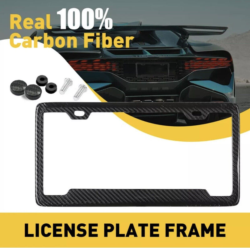 REAL 100% CARBON FIBER LICENSE Plate Frame COVER ORIGINAL 3K TWILL JDM /FF F