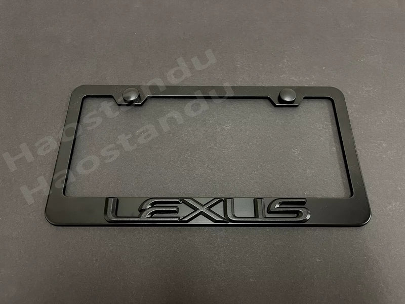 1x (BLK) Lexus STYLE 3D Emblem BLACK Stainless License Plate Frame Car Tag Holder