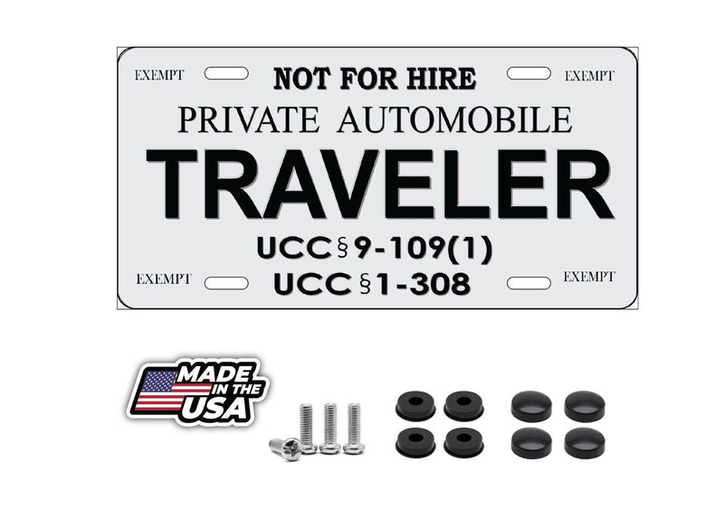 Right To Travel Traveler Grey Photo License Plate