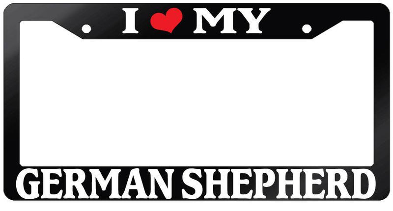 Glossy Black License Plate Frame I HEART MY GERMAN SHEPHERD Auto Accessory 397  Mod-GRAPH9856236-7521